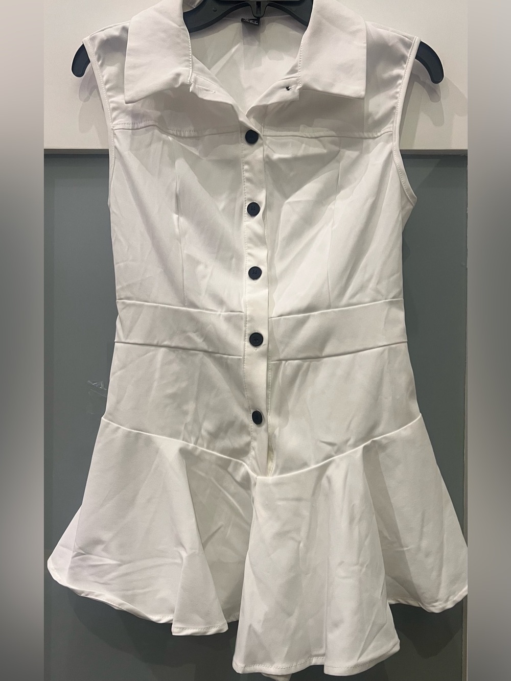 SHEIN Sleeveless White Button-Front Flared Mini Dress Size Small